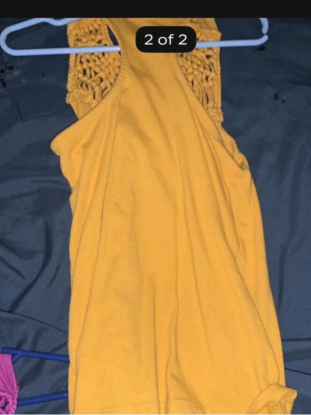 SHEIN Mustard Yellow Crochet Back Tank Top for Kids